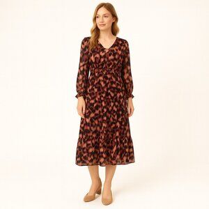 NWOT Harlow & Rose Petite Abstract Midi Maxi Dress Burgundy Pink PXL – Boho Chic